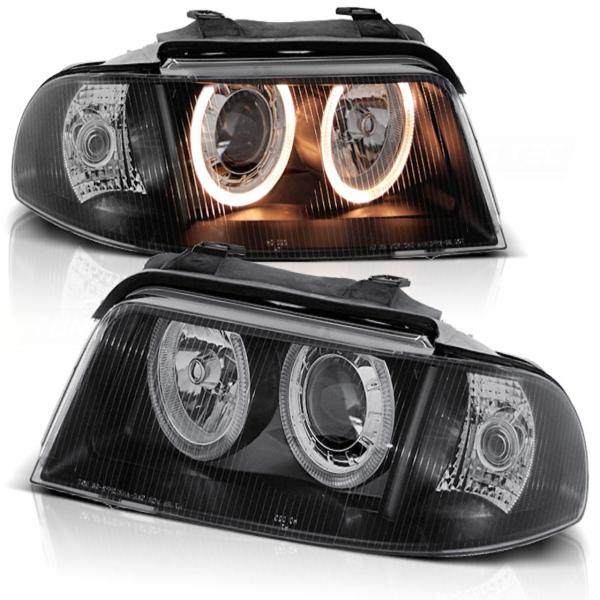 Scheinwerfer Angel Eyes passend für Audi A4 B5 Facelift Bj. 99-00 Schwarz
