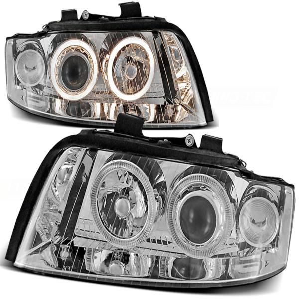 Scheinwerfer Angel Eyes passend für Audi A4 B6 8E Bj. 00-04 Chrom