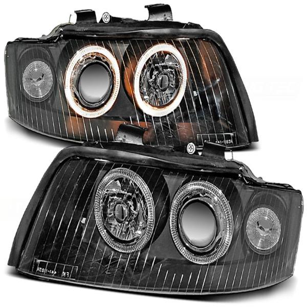 Scheinwerfer Angel Eyes passend für Audi A4 B6 8E Bj. 00-04 Schwarz