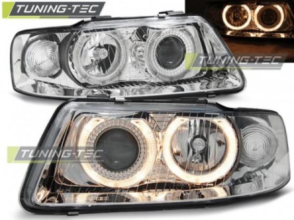 Scheinwerfer Angel Eyes passend für Audi A3 8L Facelift Bj. 00-03 Chrom