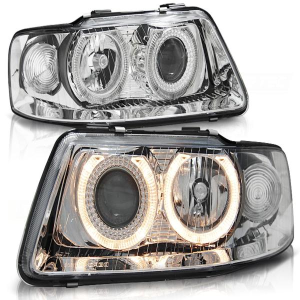Scheinwerfer Angel Eyes passend für Audi A3 8L Facelift Bj. 00-03 Chrom