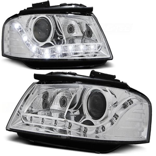 Scheinwerfer LED Tagfahrlicht Optik passend für Audi A3 8P 8PA Bj. 04-08 Chrom