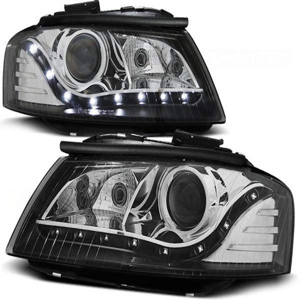 Scheinwerfer LED Tagfahrlicht Optik passend für Audi A3 8P 8PA Bj. 04-08 Schwarz