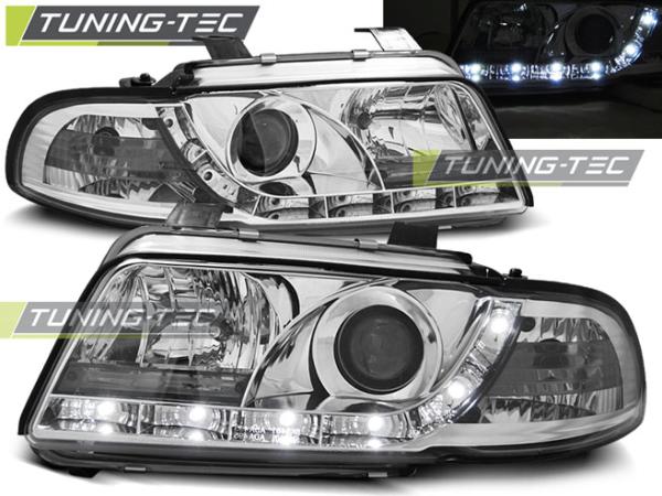 LED Tagfahrlicht Design Scheinwerfer passend für Audi A4 B5 94-98 chrom