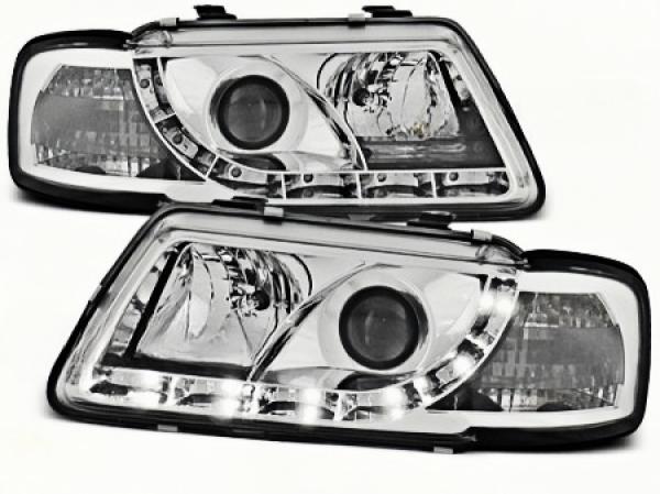 LED Tagfahrlicht Design Scheinwerfer passend für Audi A3 8L 96-00 chrom