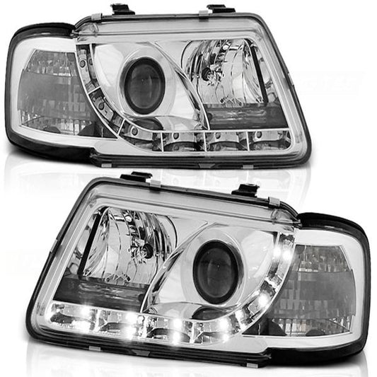 LED Tagfahrlicht Design Scheinwerfer passend für Audi A3 8L 96-00 chrom