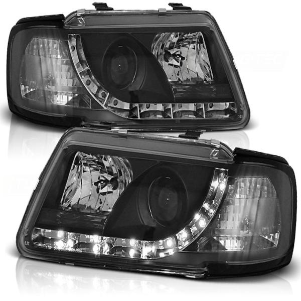 LED Tagfahrlicht Design Scheinwerfer passend für Audi A3 8L 96-00 schwarz