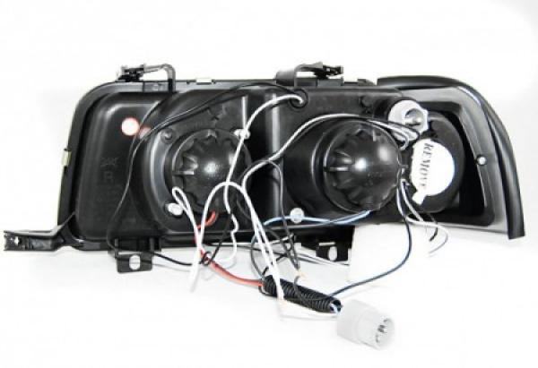Scheinwerfer Angel Eyes passend für Audi 80 B4 Bj. 91-96 Schwarz