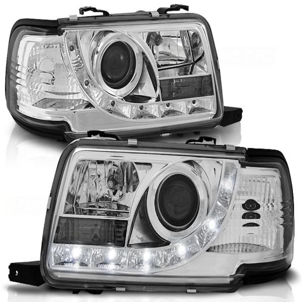 Scheinwerfer LED Tagfahrlicht Optik passend für Audi 80 B4 Bj. 91-96 Chrom