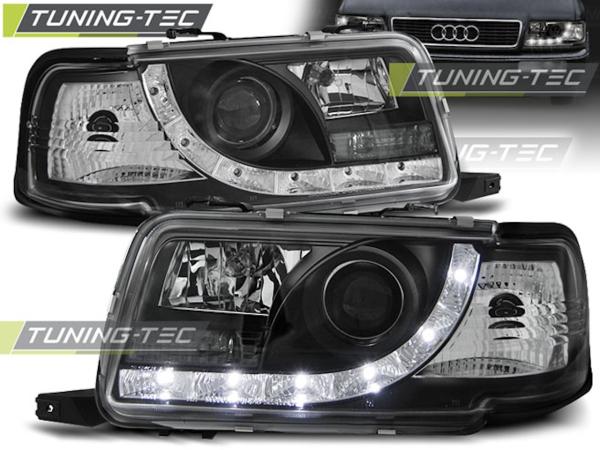 LED Tagfahrlicht Design Scheinwerfer passend für Audi 80 B4 91-96 schwarz