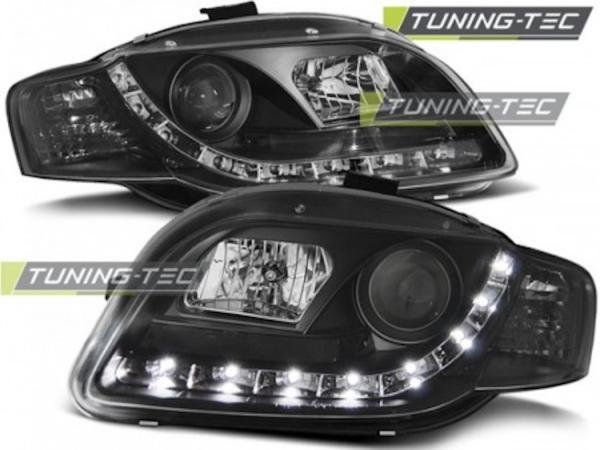 LED Tagfahrlicht Design Scheinwerfer passend für Audi A4 B7 05-08 schwarz