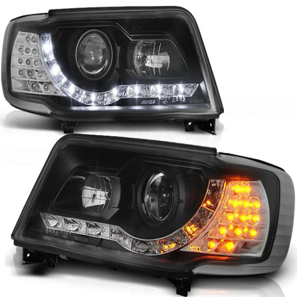 Scheinwerfer LED Tagfahrlicht Optik passend für Audi 100 C4 Bj. 91-94 Schwarz