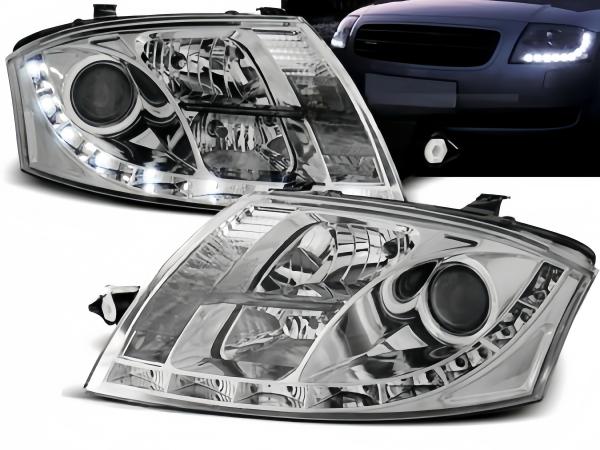 LED Tagfahrlicht Design Scheinwerfer passend für Audi TT 8N 99-06 chrom
