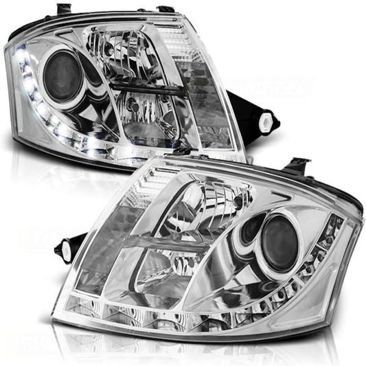 LED Tagfahrlicht Design Scheinwerfer passend für Audi TT 8N 99-06 chrom