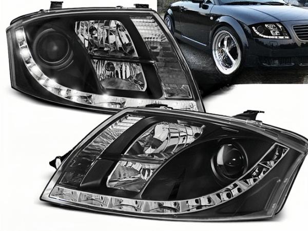 LED Tagfahrlicht Design Scheinwerfer passend für Audi TT 8N 99-06 schwarz