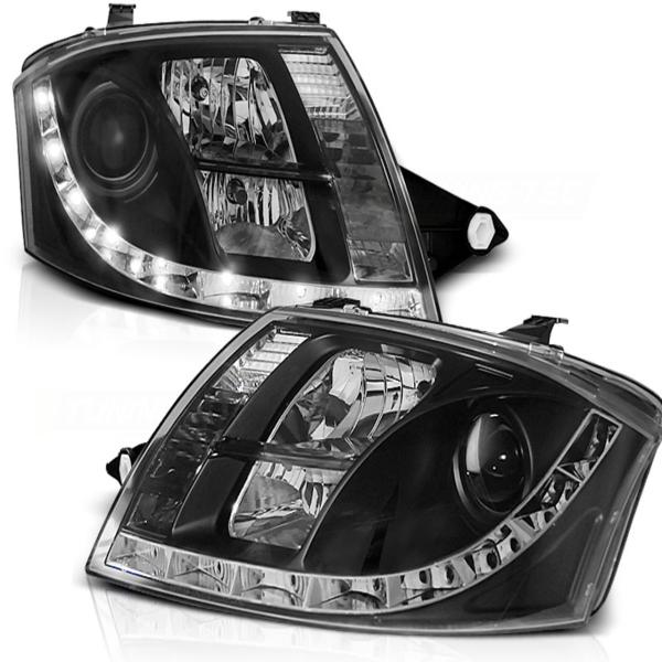 LED Tagfahrlicht Design Scheinwerfer passend für Audi TT 8N 99-06 schwarz
