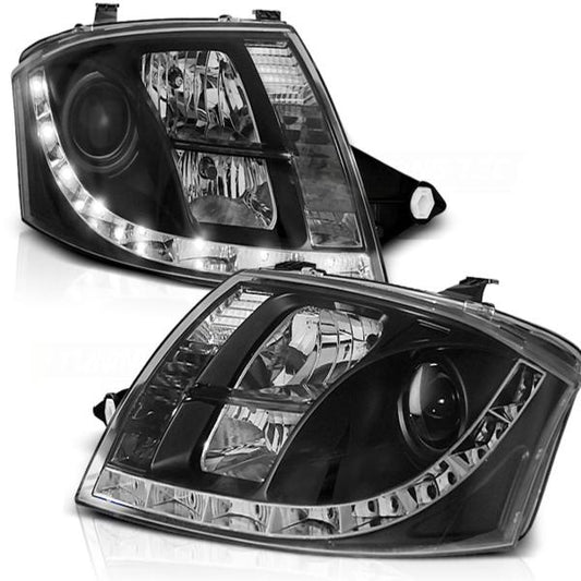 LED Tagfahrlicht Design Scheinwerfer passend für Audi TT 8N 99-06 schwarz