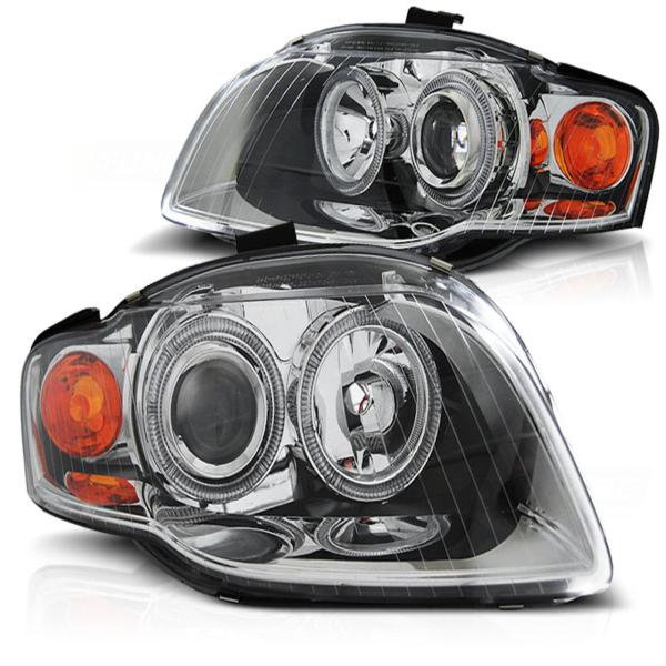 Scheinwerfer Angel Eyes passend für Audi A4 B7 Bj. 04-08 Chrom