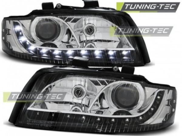 Scheinwerfer LED Tagfahrlicht Optik passend für Audi A4 B6 8E Bj. 00-04 Schwarz
