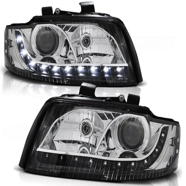 Scheinwerfer LED Tagfahrlicht Optik passend für Audi A4 B6 8E Bj. 00-04 Schwarz