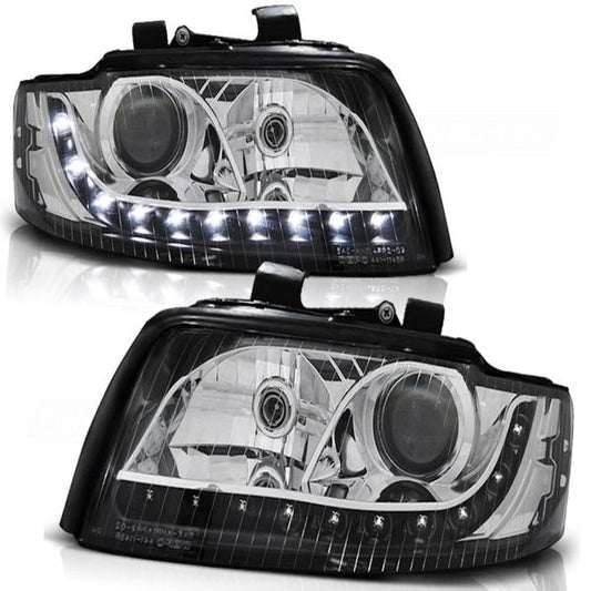 Scheinwerfer LED Tagfahrlicht Optik passend für Audi A4 B6 8E Bj. 00-04 Schwarz
