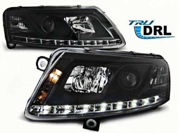 LED Tagfahrlicht Scheinwerfer passend für Audi A6 C6 (4F) 04-08 schwarz
