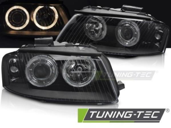 Scheinwerfer Angel Eyes passend für Audi A3 8P 8PA Bj. 04-08 Schwarz