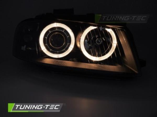 Scheinwerfer Angel Eyes passend für Audi A3 8P 8PA Bj. 04-08 Schwarz