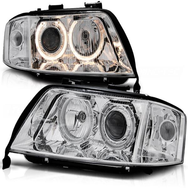 Xenon Angel Eyes Scheinwerfer passend für Audi A6 C5 4B Bj. 97-01 Chrom
