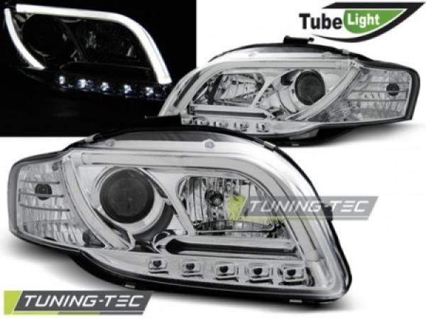 LED Tagfahrlicht Design Scheinwerfer passend für Audi A4 B7 05-08 chrom LTI