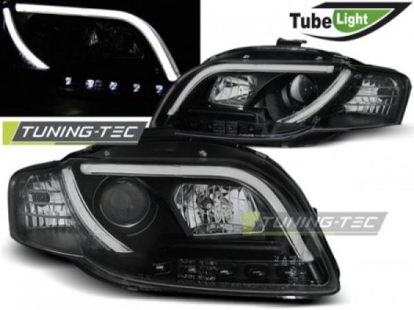 LED Tagfahrlicht Design Scheinwerfer passend für Audi A4 B7 05-08 schwarz LTI