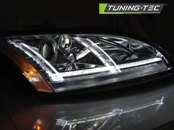 LED Tagfahrlicht Design Scheinwerfer passend für Audi A6 4B Facelift 01-04 chrom