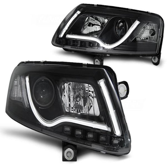 LED Tagfahrlicht Optik Scheinwerfer passend für Audi A6 C6 (4F) 04-08 schwarz