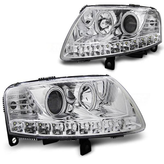 LED Angel Eyes Scheinwerfer passend für Audi A6 C6 (4F) 04-08 chrom