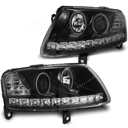 LED Angel Eyes Scheinwerfer passend für Audi A6 C6 (4F) 04-08 schwarz