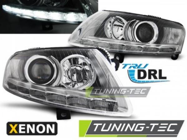 Xenon DRL LED Tagfahrlicht Scheinwerfer passend für Audi A6 C6 4F Bj. 04-08 Chrom