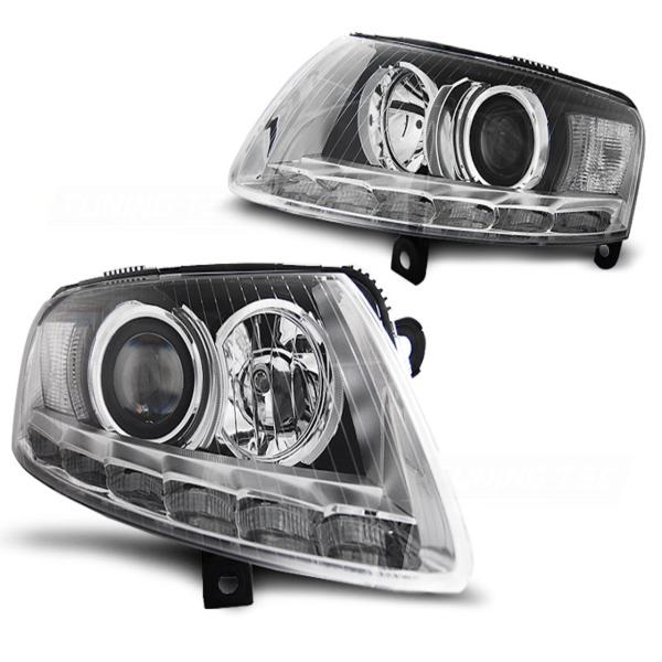 Xenon DRL LED Tagfahrlicht Scheinwerfer passend für Audi A6 C6 4F Bj. 04-08 Chrom