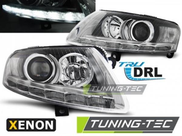 Xenon DRL LED Tagfahrlicht Scheinwerfer passend für Audi A6 C6 4F Bj. 04-08 Chrom