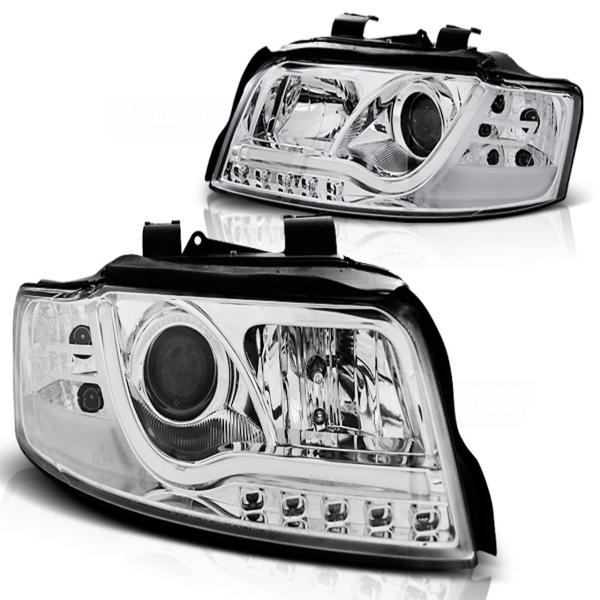 LED Tagfahrlicht Scheinwerfer passend für Audi A4 B6 00-04 chrom