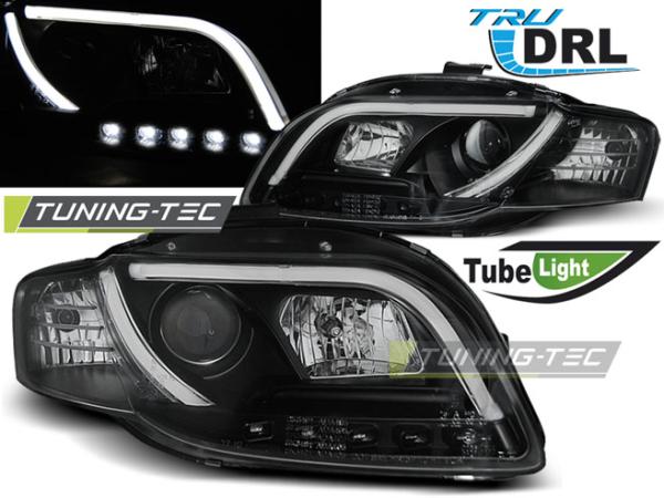 LED Tagfahrlicht Scheinwerfer passend für Audi A4 B7 05-08 schwarz