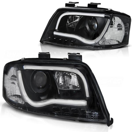LED Tagfahrlicht Scheinwerfer passend für Audi A6 4B 01-04 schwarz