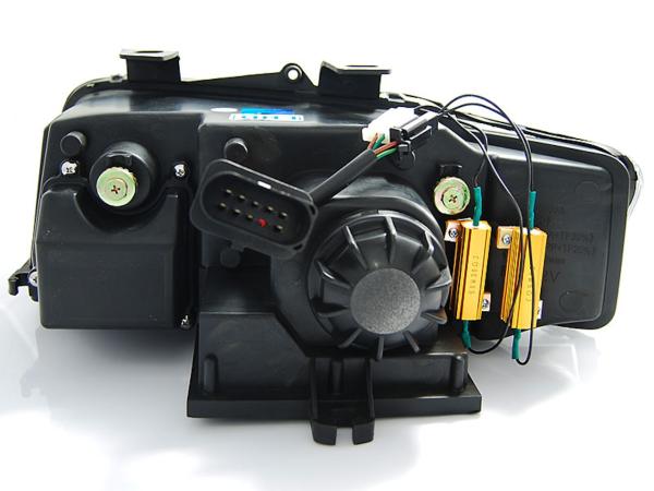 LED Tagfahrlicht Design Scheinwerfer passend für Audi A4 B6 00-04 schwarz