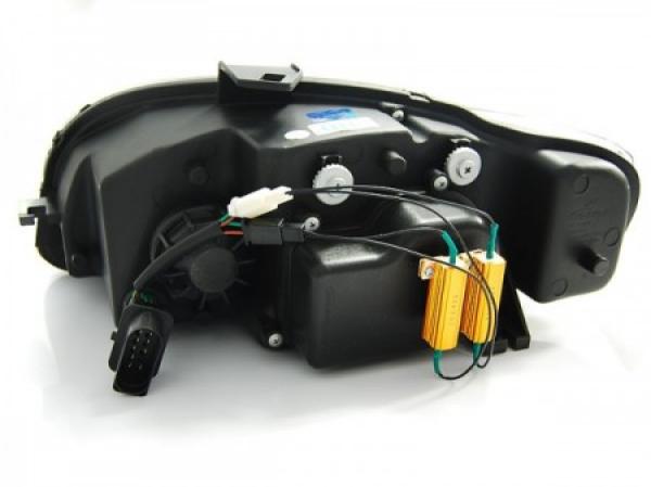 Scheinwerfer LED Tagfahrlicht Optik passend für Audi A4 B7 Bj. 04-08 Schwarz LTI