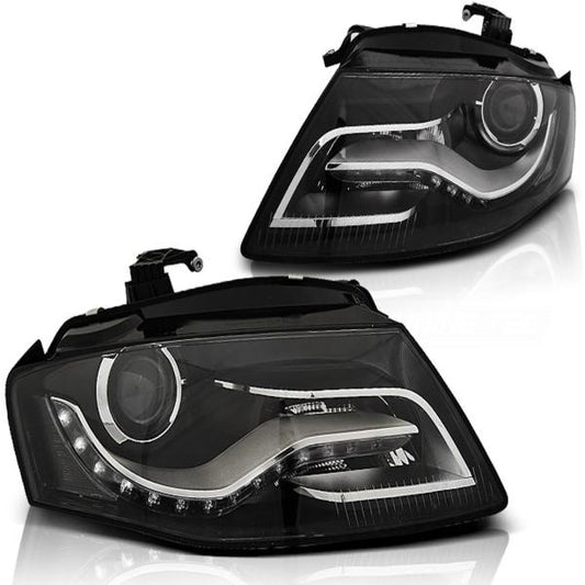 Scheinwerfer Set DRL LED Tagfahrlicht passend für Audi A4 B8 8K Bj. 2008-2011 Schwarz
