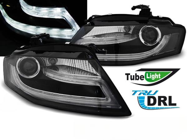 LED Tagfahrlicht Scheinwerfer passend für Audi A4 B8 08-11 schwarz