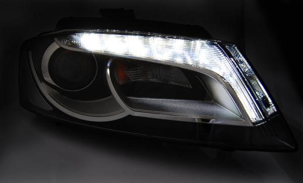 LED Tagfahrlicht Scheinwerfer passend für Audi A3 8P 08-12 schwarz