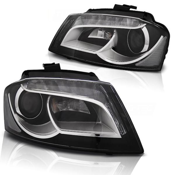 LED Tagfahrlicht Scheinwerfer passend für Audi A3 8P 08-12 schwarz