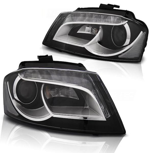 LED Tagfahrlicht Scheinwerfer passend für Audi A3 8P 08-12 schwarz