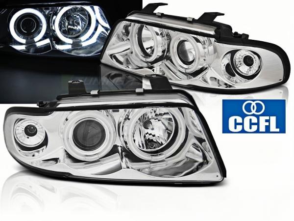 LED Angel Eyes Scheinwerfer passend für Audi A4 B5 94-98 chrom CCFL