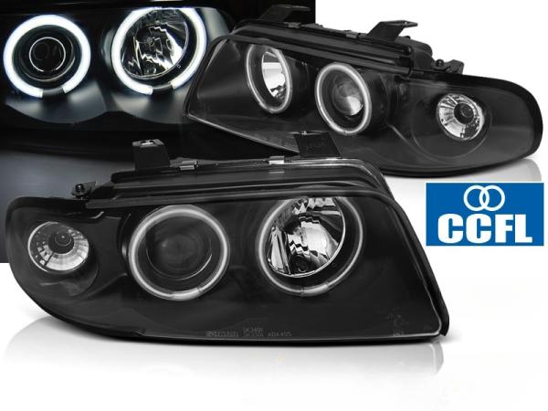 LED Angel Eyes Scheinwerfer passend für Audi A4 B5 94-98 schwarz CCFL